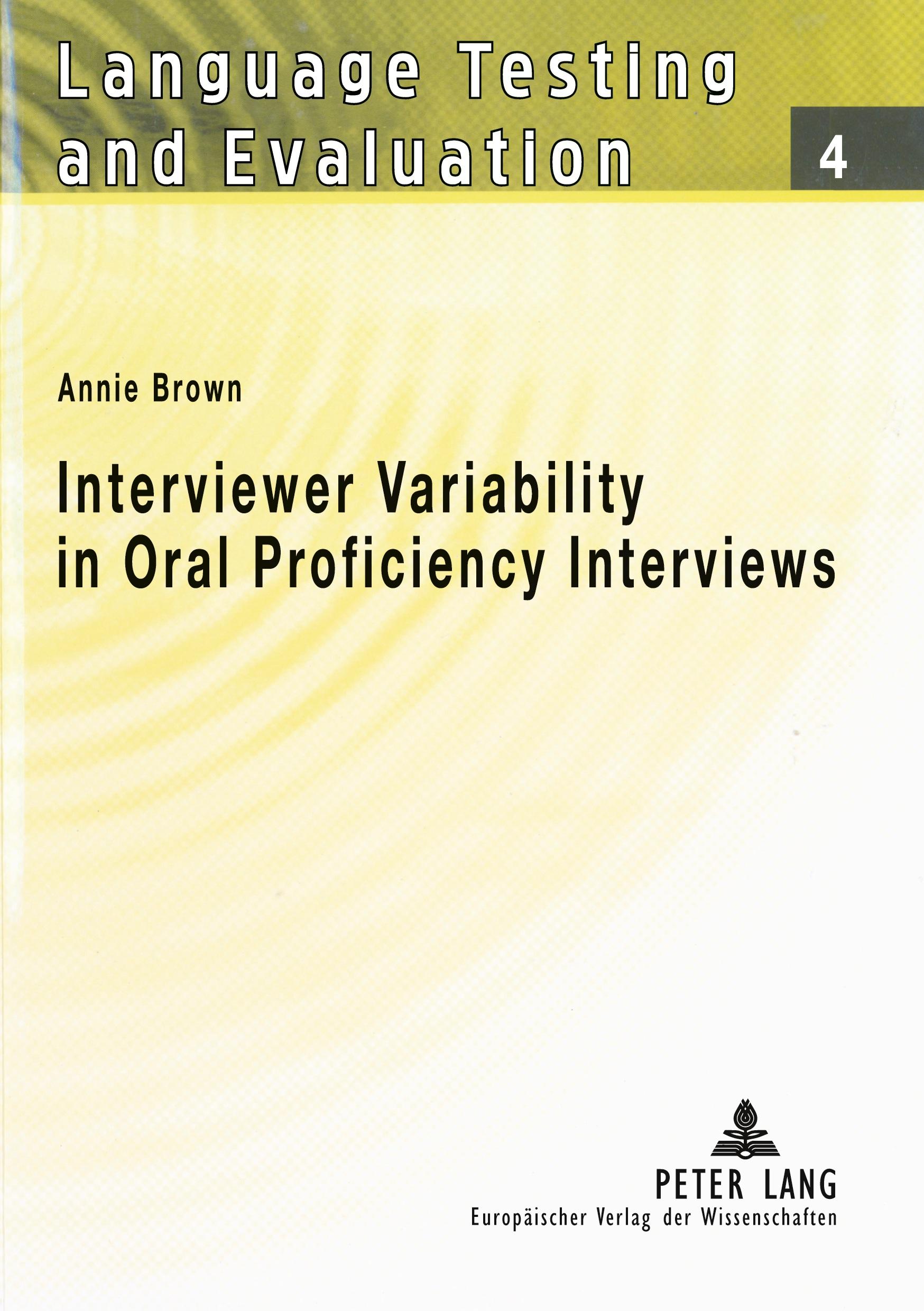Vorderes Coverbild Interviewer Variability in Oral Proficiency Interviews