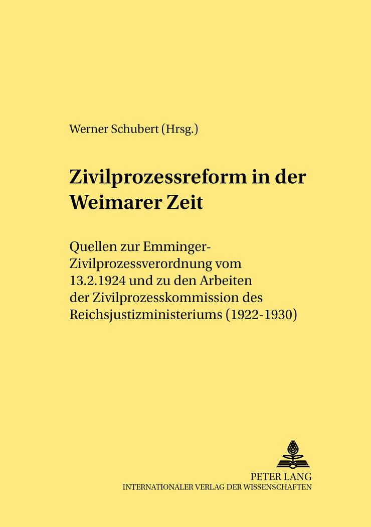 Vorderes Coverbild Zivilprozessreform in der Weimarer Zeit
