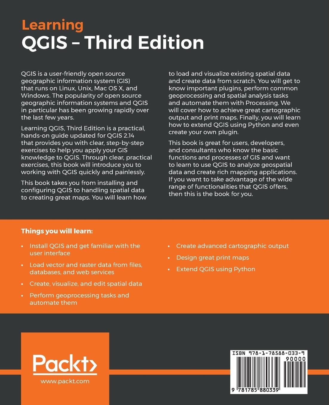 Rückseitencover Learning QGIS - Third Edition