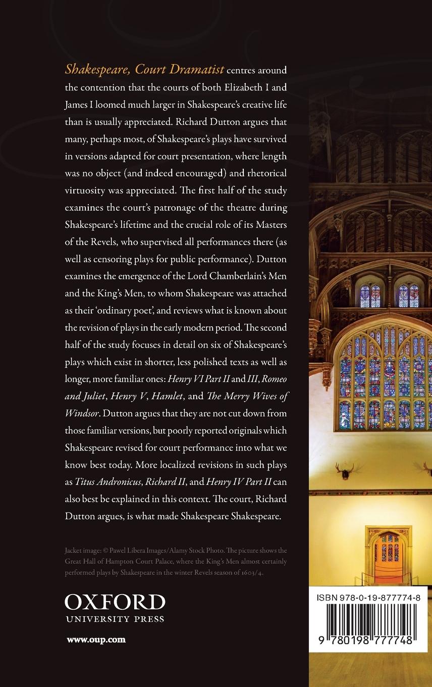 Rückseitencover Shakespeare, Court Dramatist