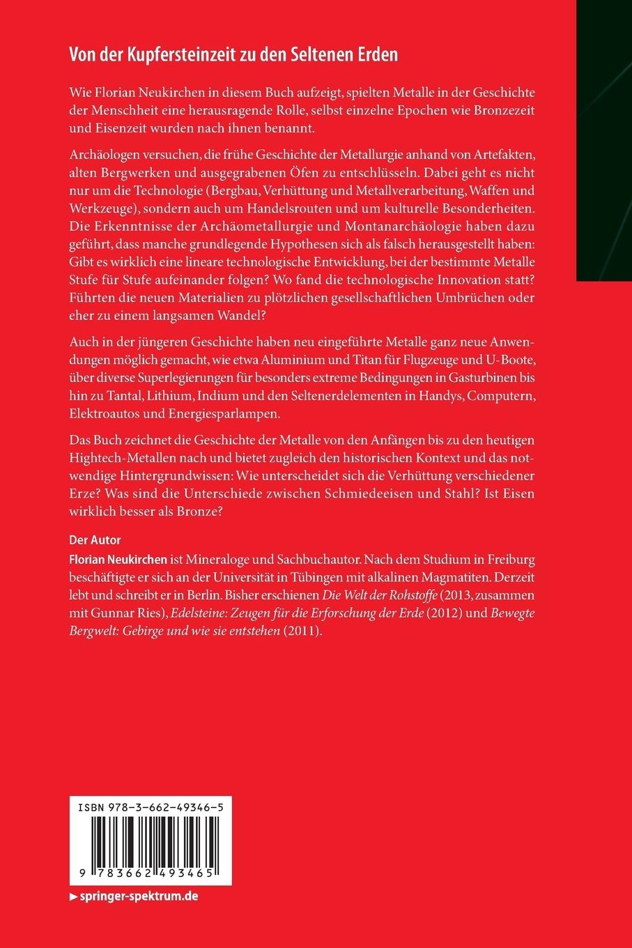 Rückseitencover Von der Kupfersteinzeit zu den Seltenen Erden