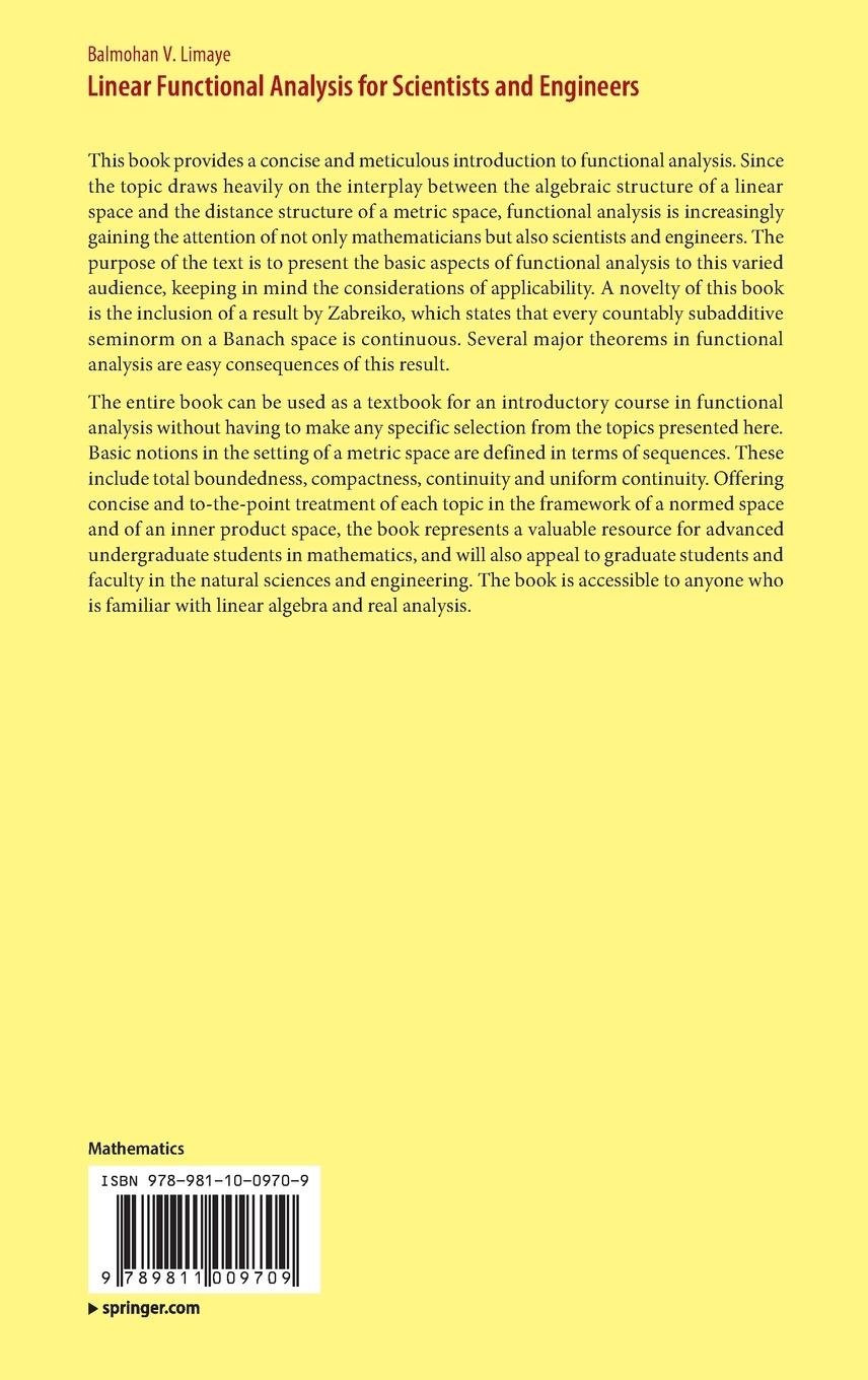 Rückseitencover Linear Functional Analysis for Scientists and Engineers