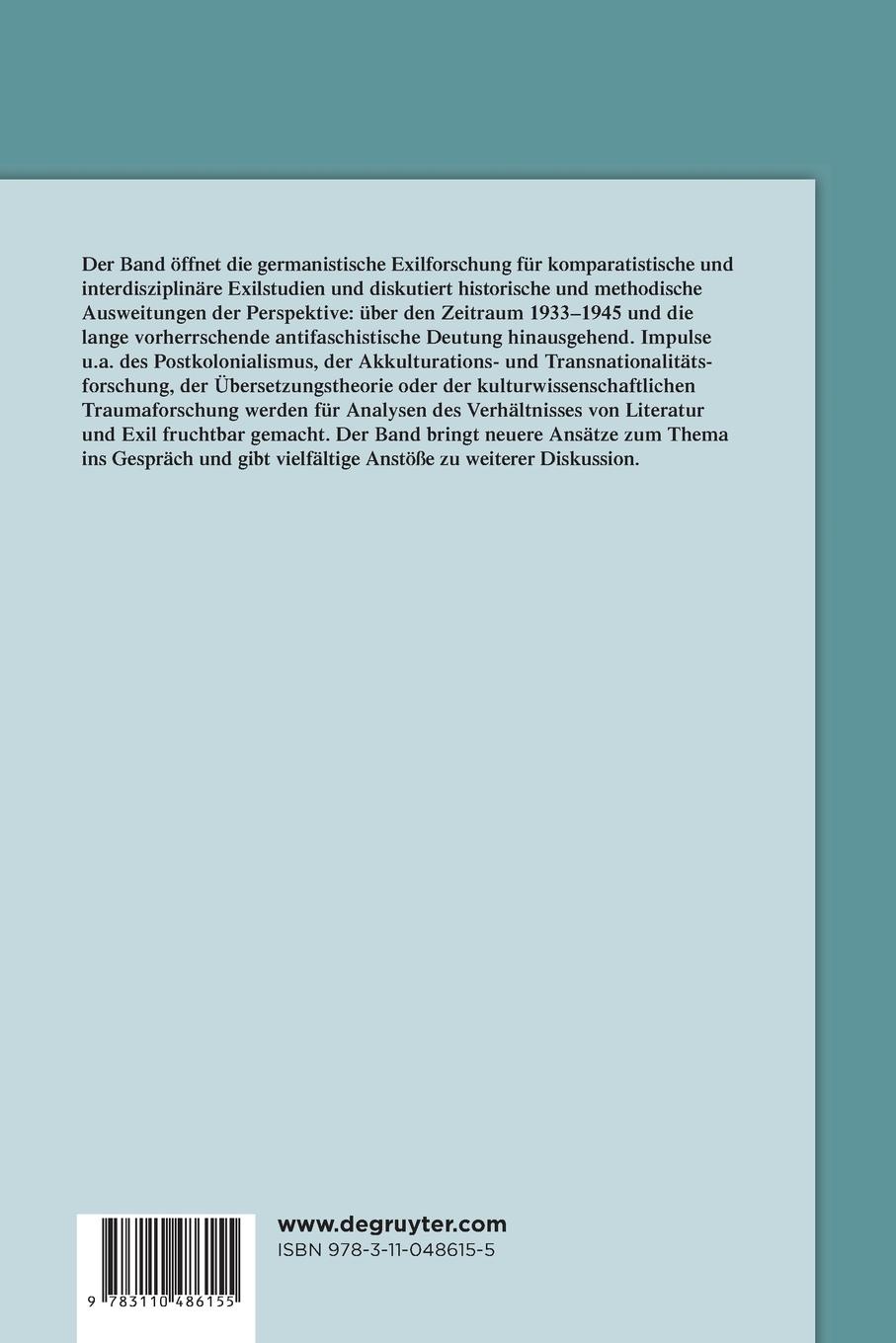 Rückseitencover Literatur und Exil