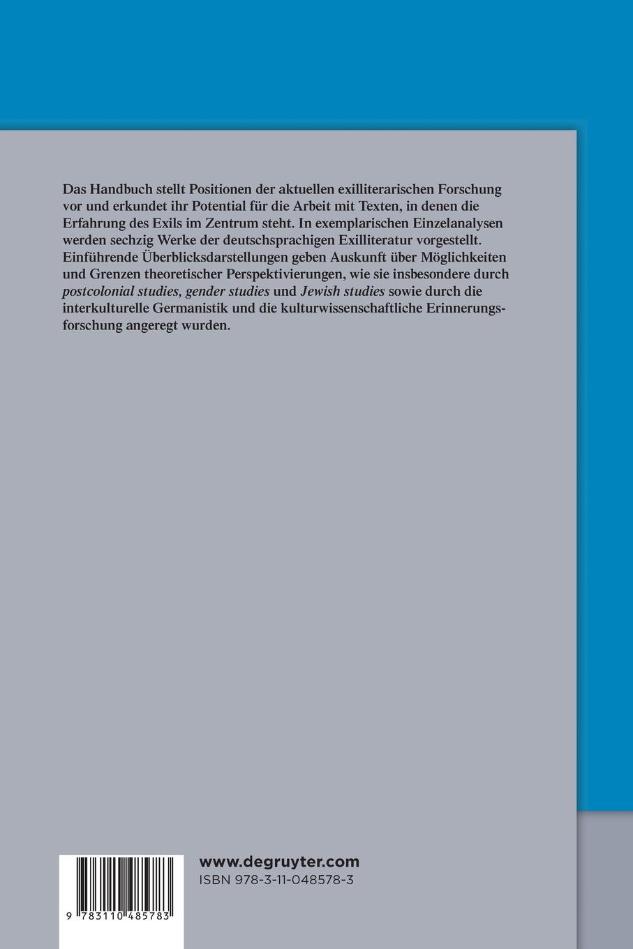 Rückseitencover Handbuch der deutschsprachigen Exilliteratur