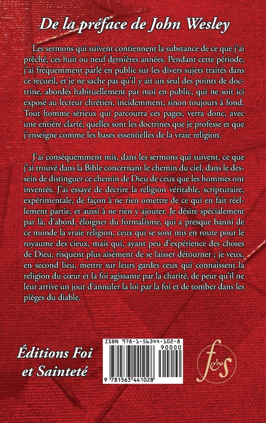 Rückseitencover Les sermons de John Wesley