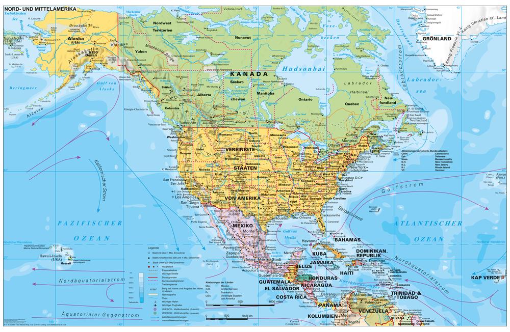 Vorderes Coverbild Nord- und Mittelamerika politisch 1 : 90.000 000
