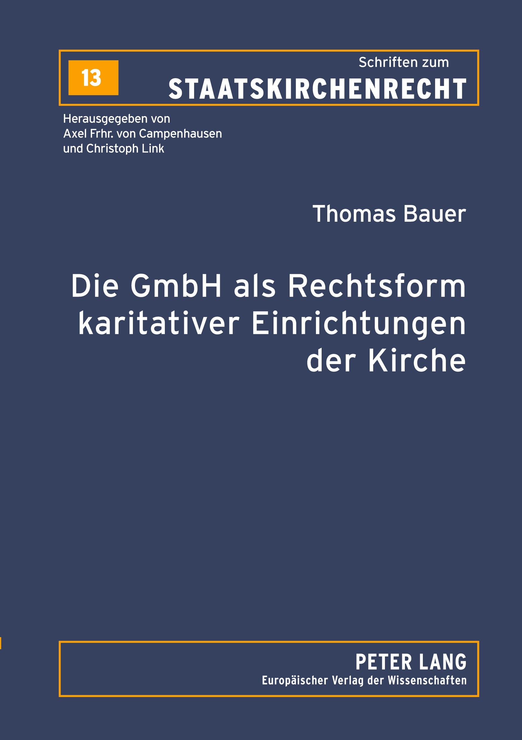 Vorderes Coverbild Die GmbH als Rechtsform karitativer Einrichtungen der Kirche