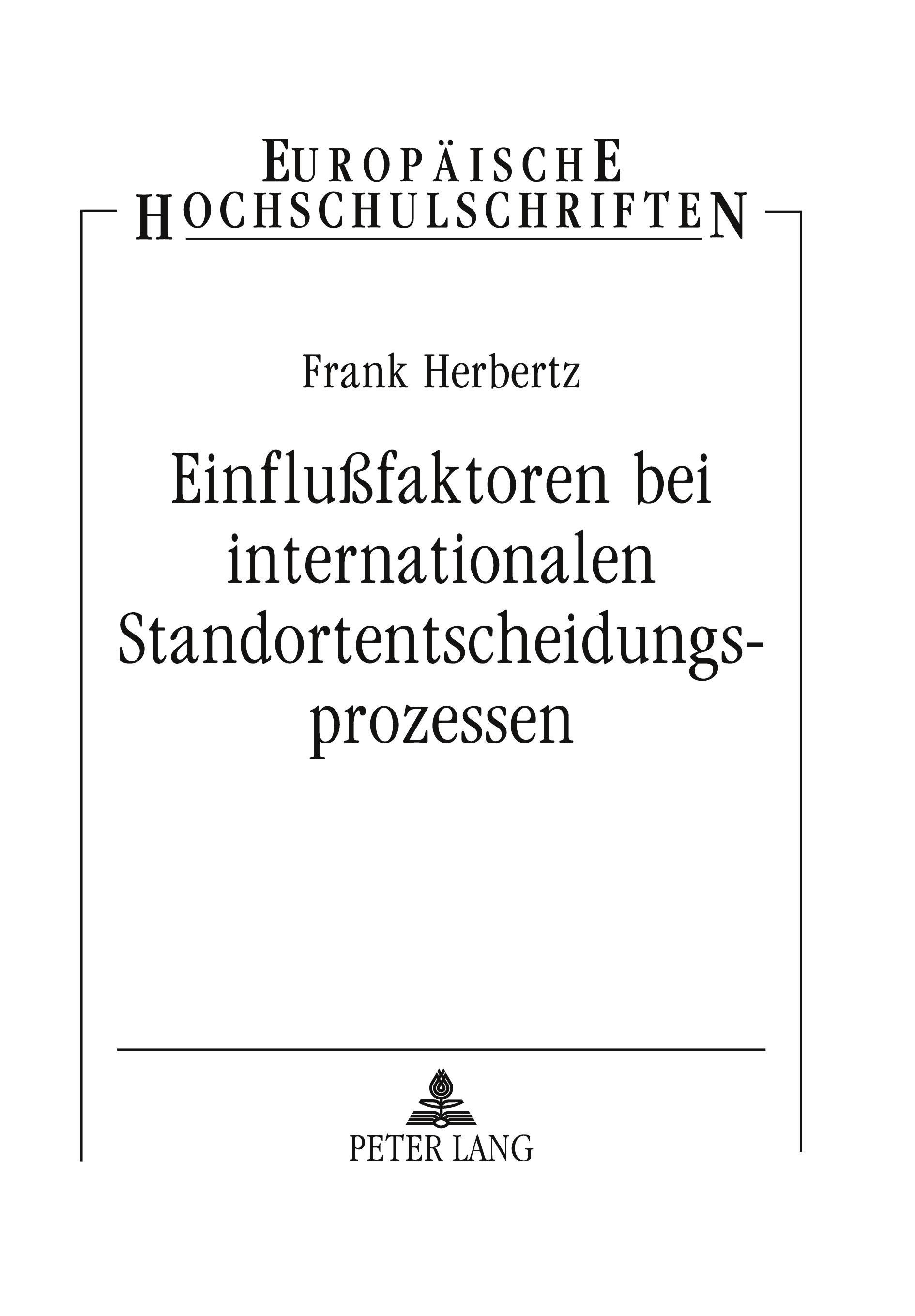 Vorderes Coverbild Einflußfaktoren bei internationalen Standortentscheidungsprozessen
