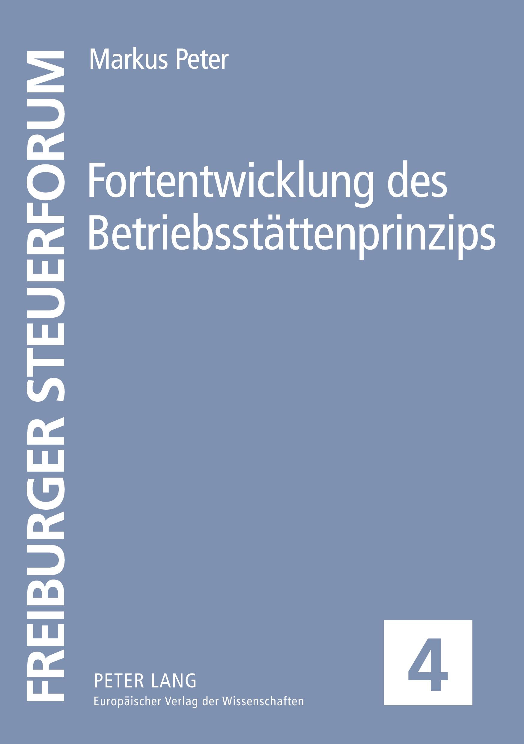 Vorderes Coverbild Fortentwicklung des Betriebsstättenprinzips