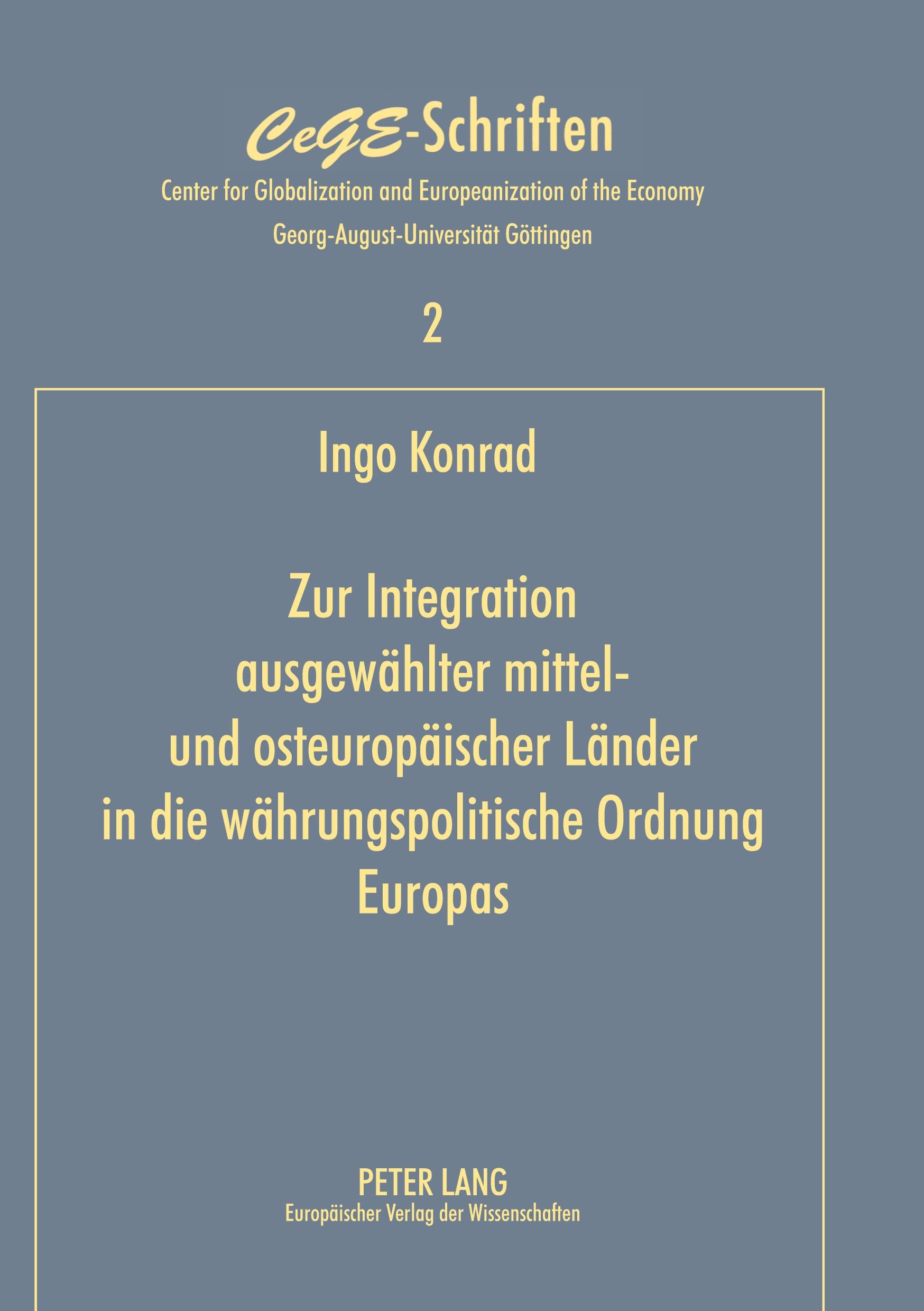 Vorderes Coverbild Zur Integration ausgewählter mittel- und osteuropäischer Länder in die währungspolitische Ordnung Europas