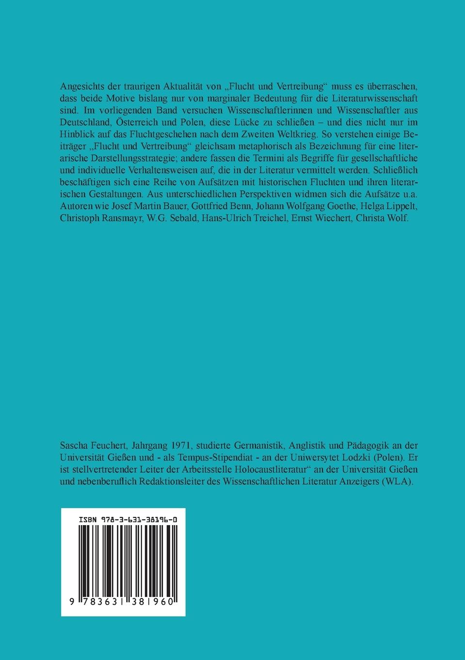 Rückseitencover Flucht und Vertreibung in der deutschen Literatur