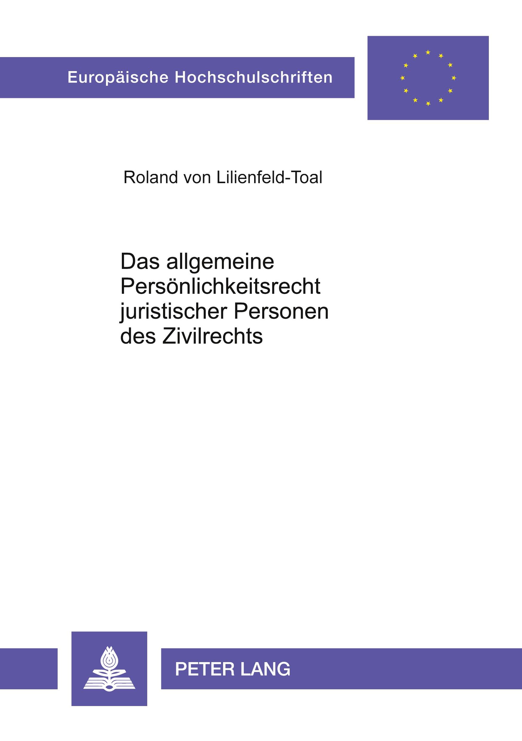 Vorderes Coverbild Das allgemeine Persönlichkeitsrecht juristischer Personen des Zivilrechts
