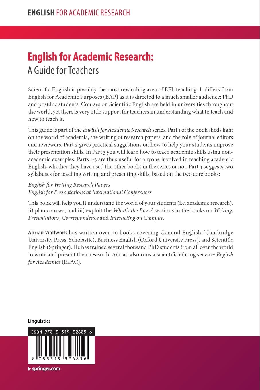 Rückseitencover English for Academic Research: A Guide for Teachers