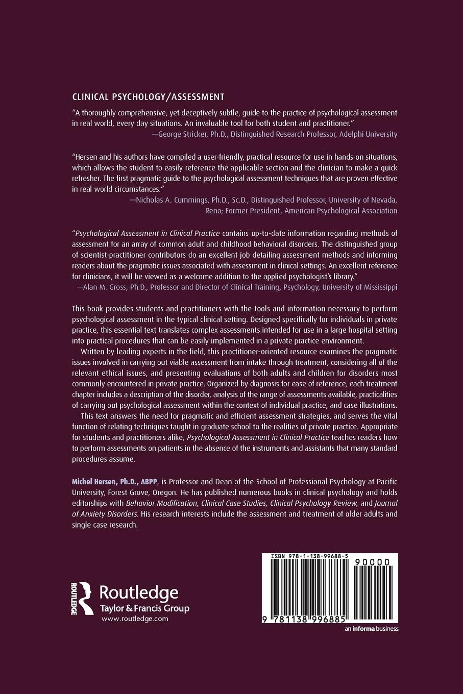 Rückseitencover Psychological Assessment in Clinical Practice