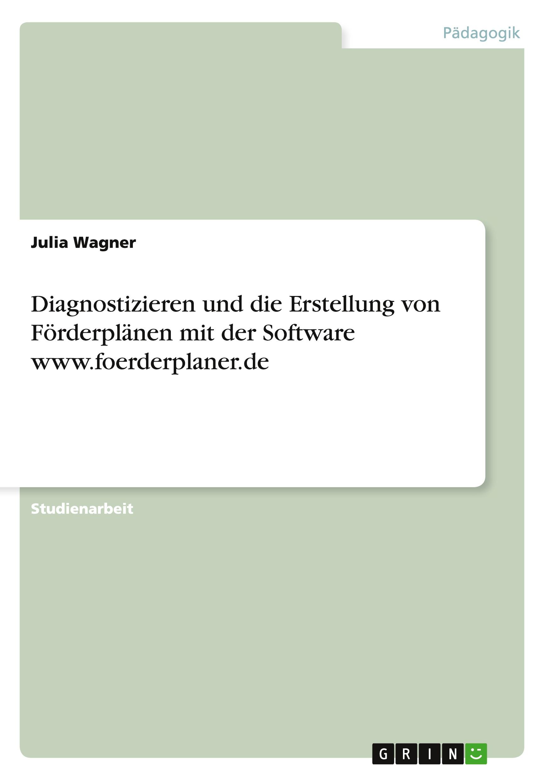 Vorderes Coverbild Diagnostizieren und die Erstellung von Förderplänen mit der Software www.foerderplaner.de