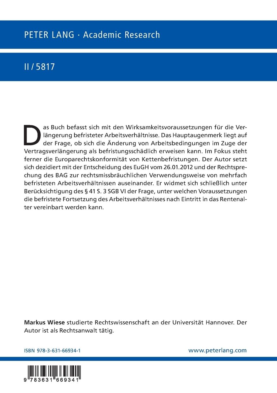 Rückseitencover Mehrfach befristete Arbeitsverhältnisse