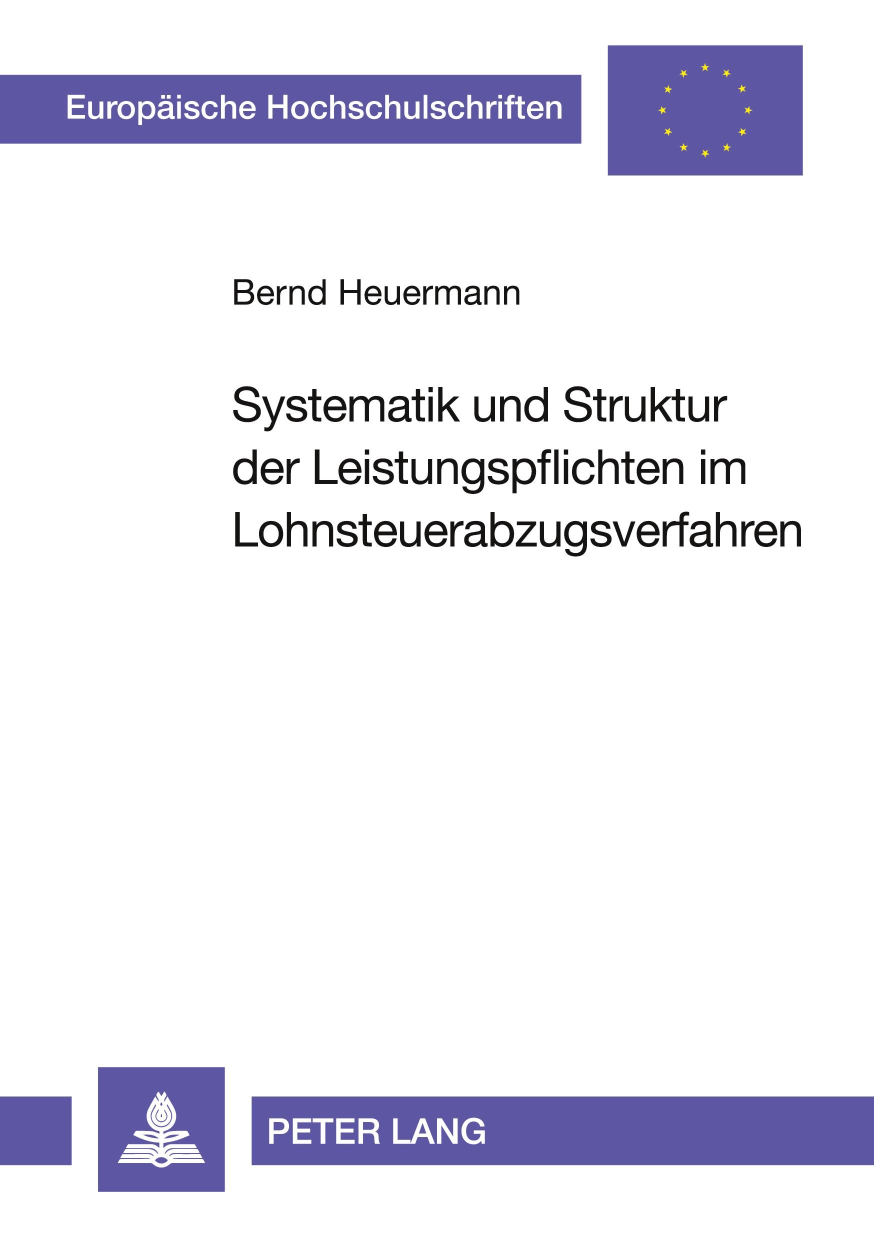 Vorderes Coverbild Systematik und Struktur der Leistungspflichten im Lohnsteuerabzugsverfahren