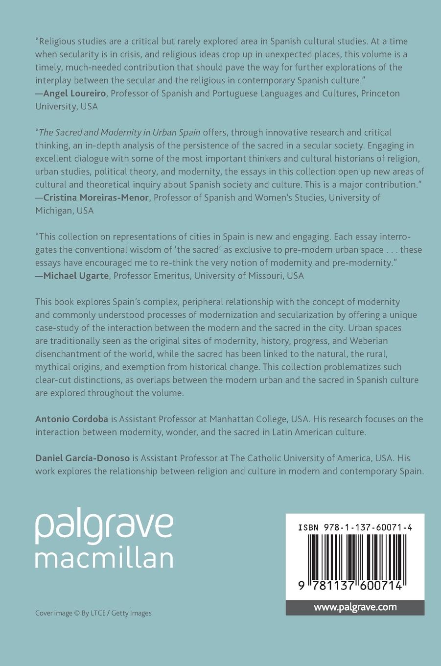 Rückseitencover The Sacred and Modernity in Urban Spain
