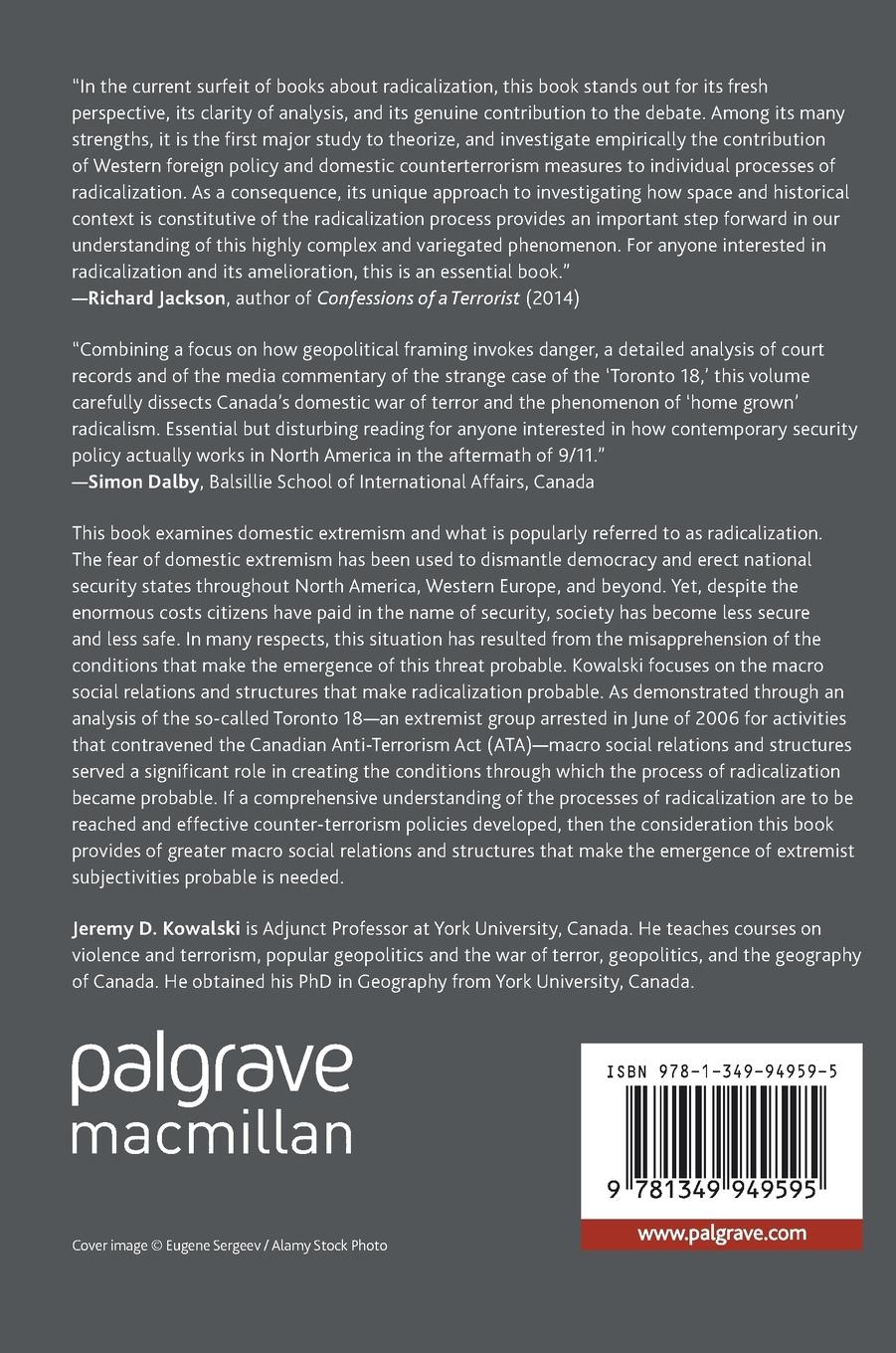 Rückseitencover Domestic Extremism and the Case of the Toronto 18