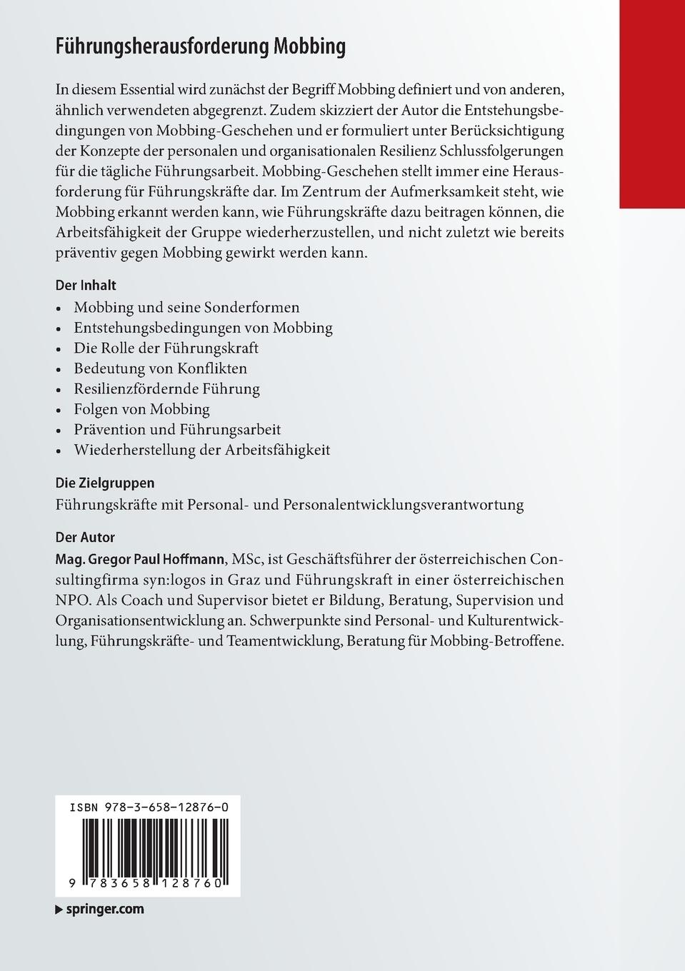 Rückseitencover Führungsherausforderung Mobbing