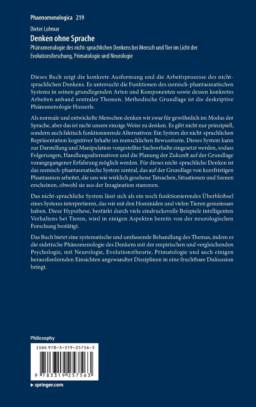 Rückseitencover Denken ohne Sprache