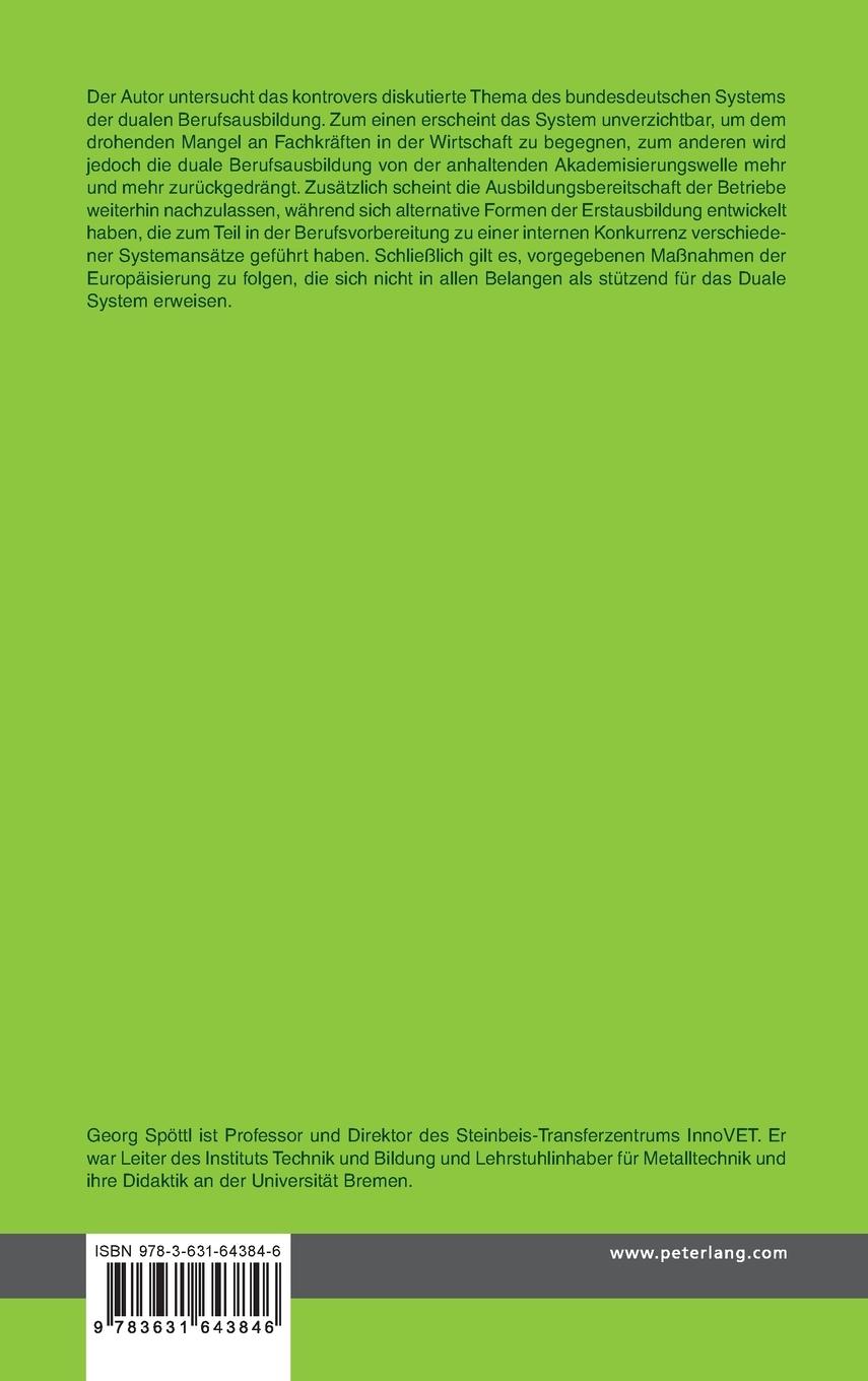 Rückseitencover Das Duale System der Berufsausbildung als Leitmodell