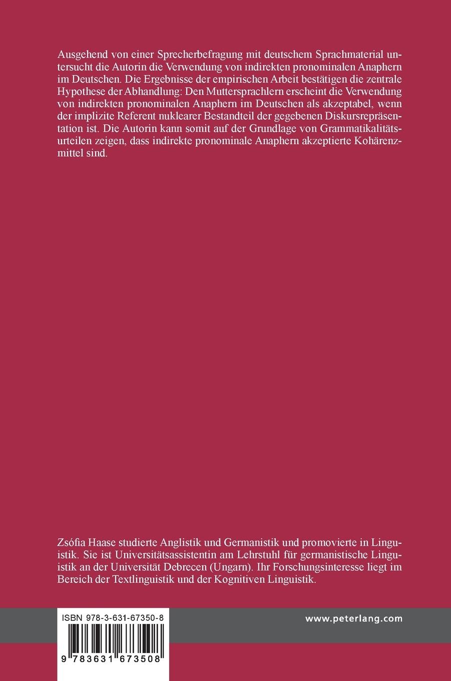 Rückseitencover Kohärenz und indirekte Anaphorik