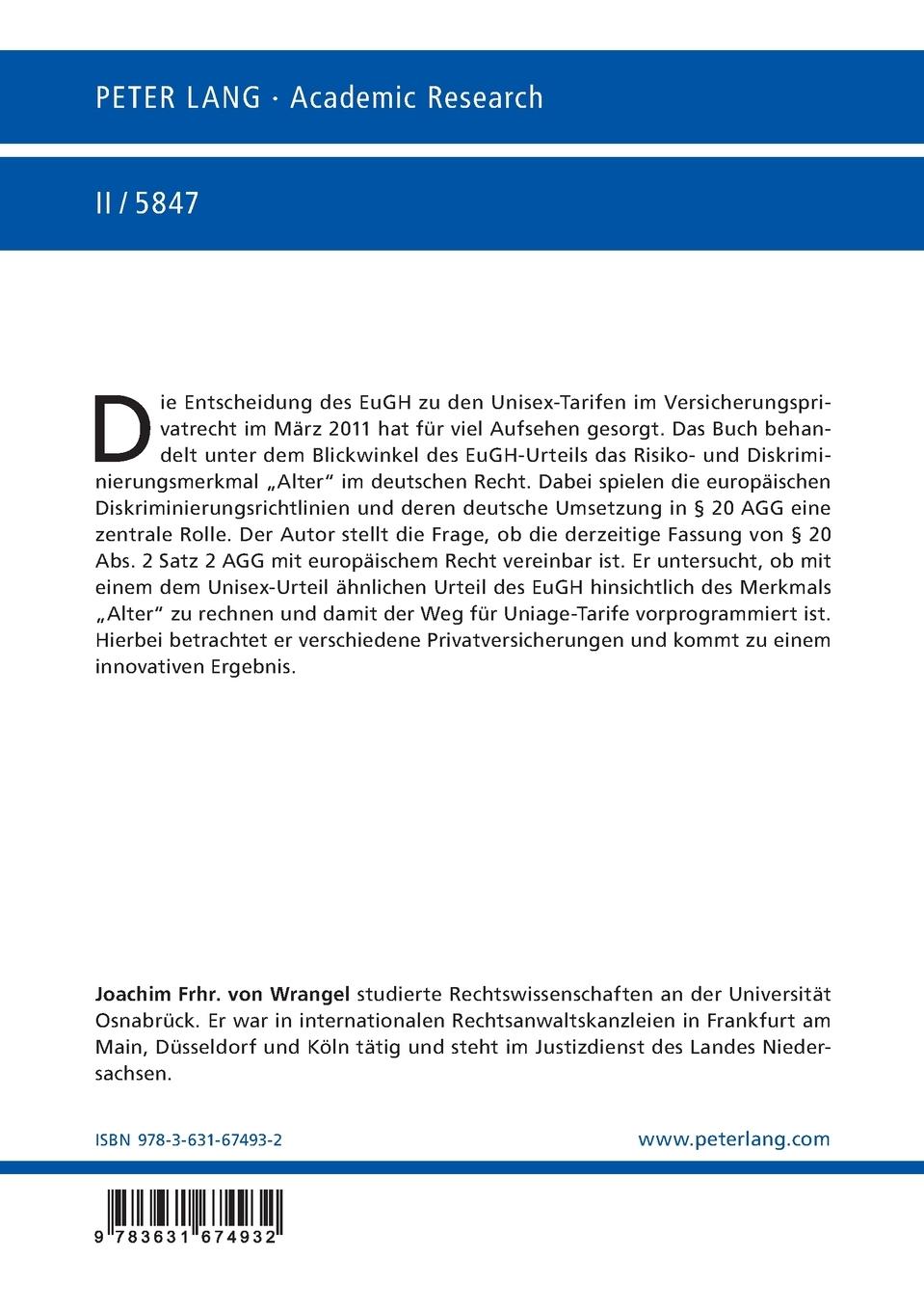 Rückseitencover Altersdiskriminierung im Versicherungsprivatrecht?
