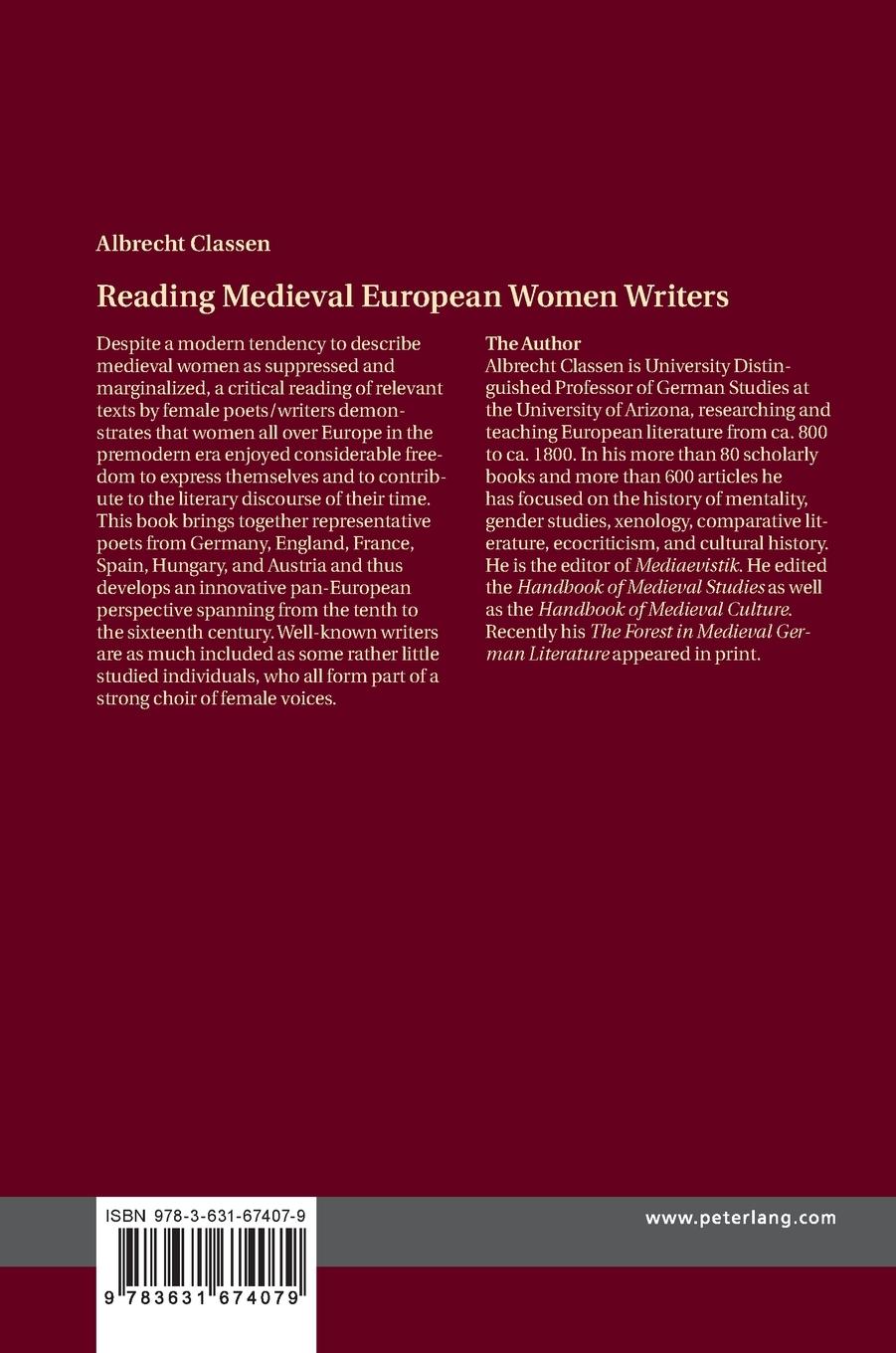 Rückseitencover Reading Medieval European Women Writers
