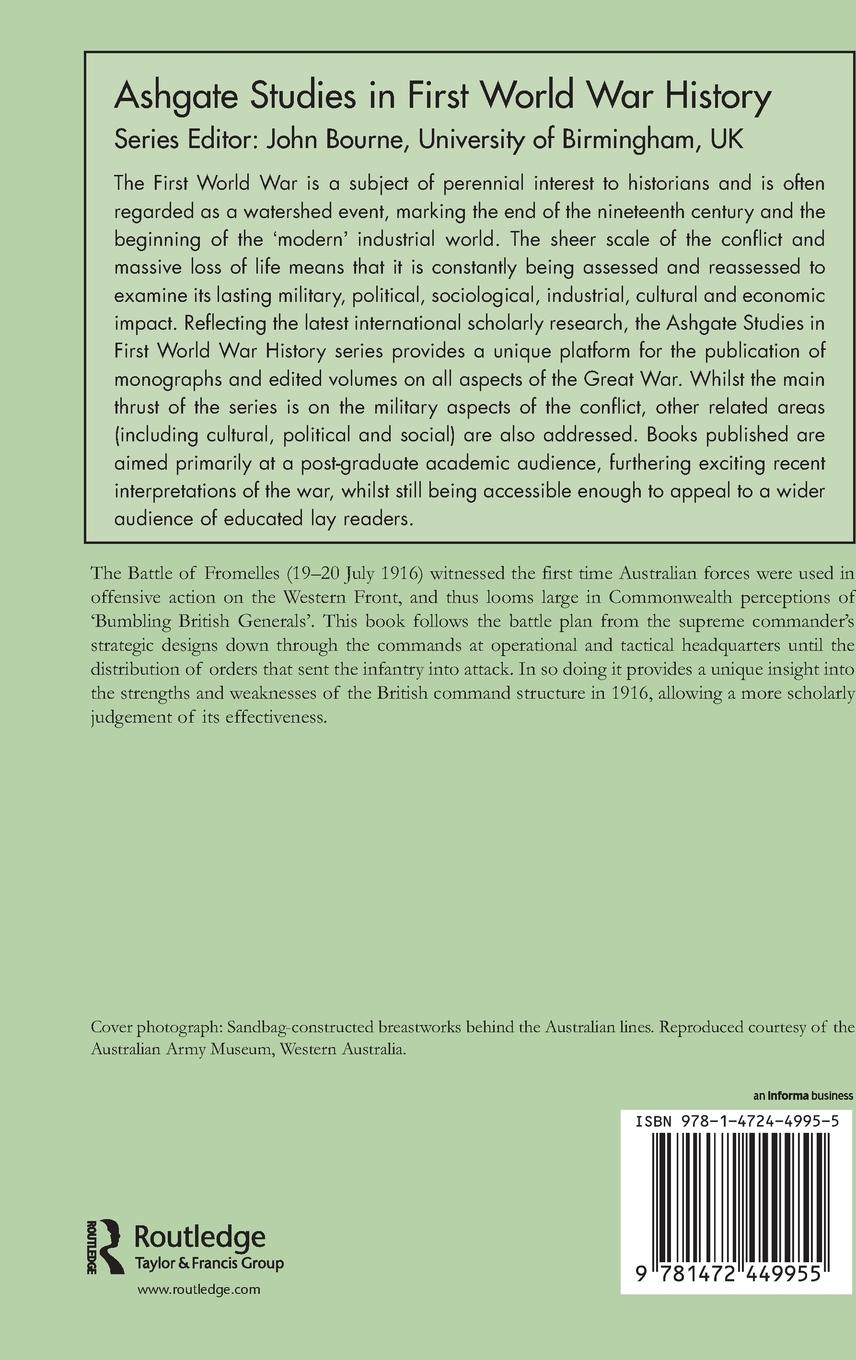 Rückseitencover British Battle Planning in 1916 and the Battle of Fromelles