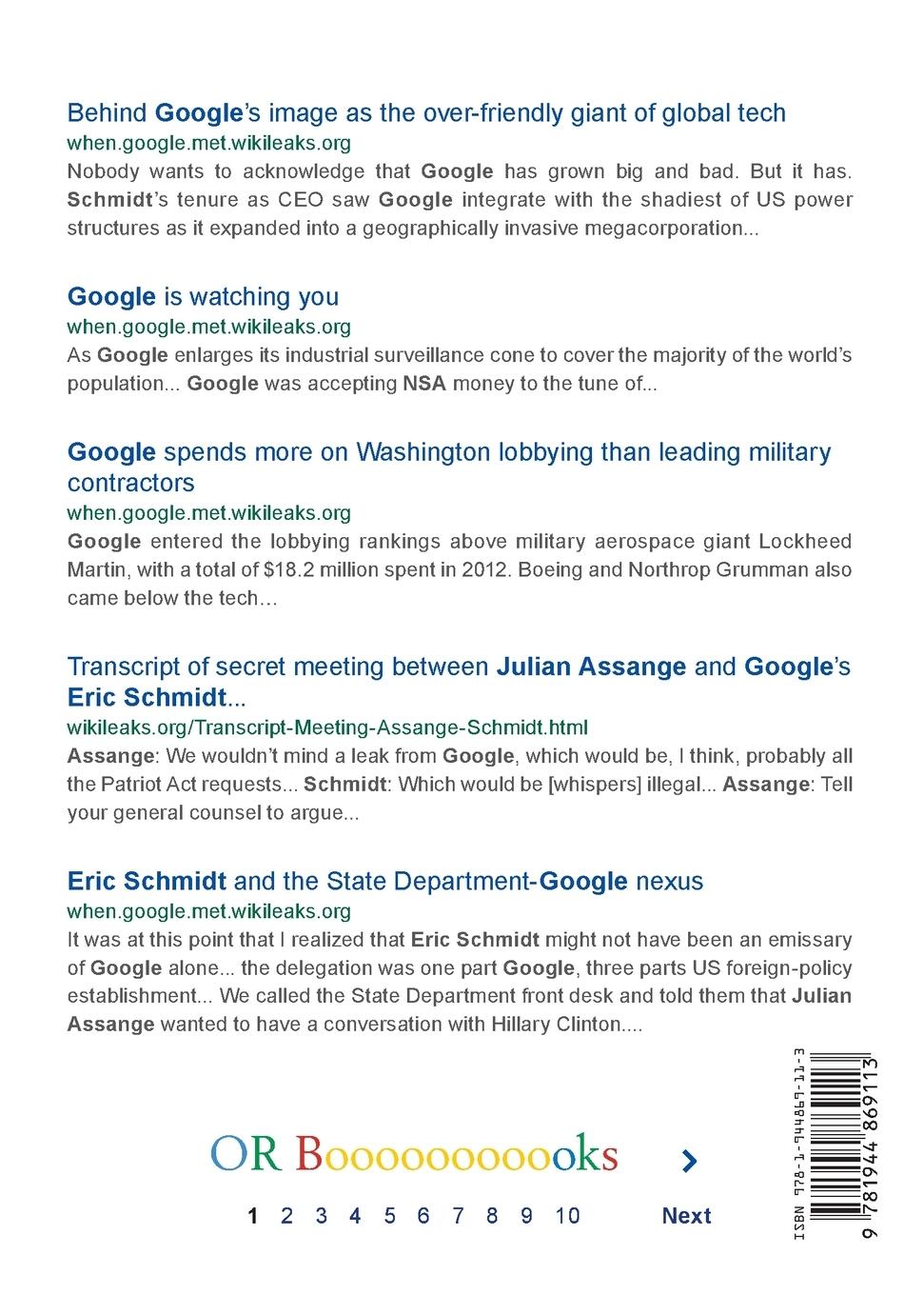 Rückseitencover When Google Met Wikileaks