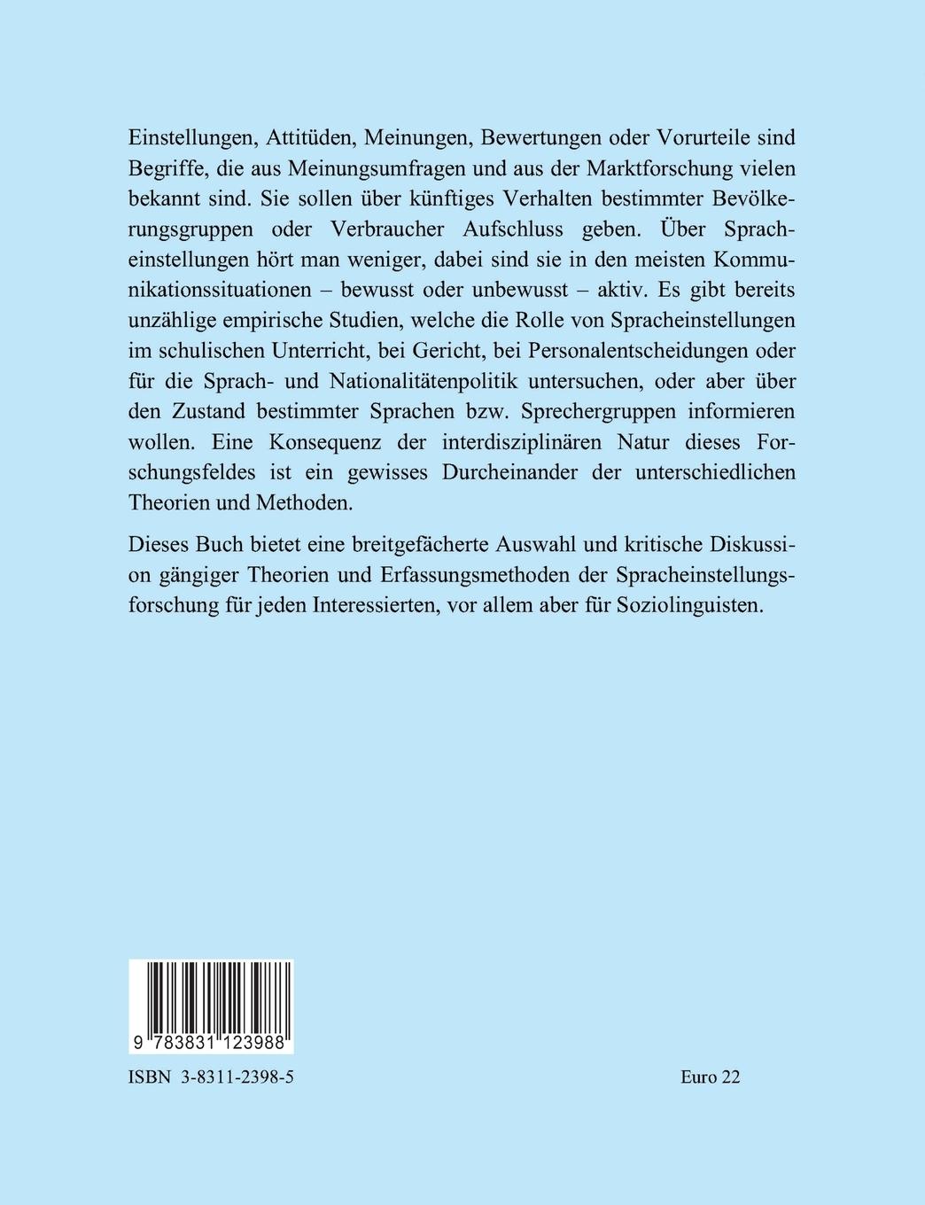Rückseitencover Spracheinstellungen.Theorie und Messung