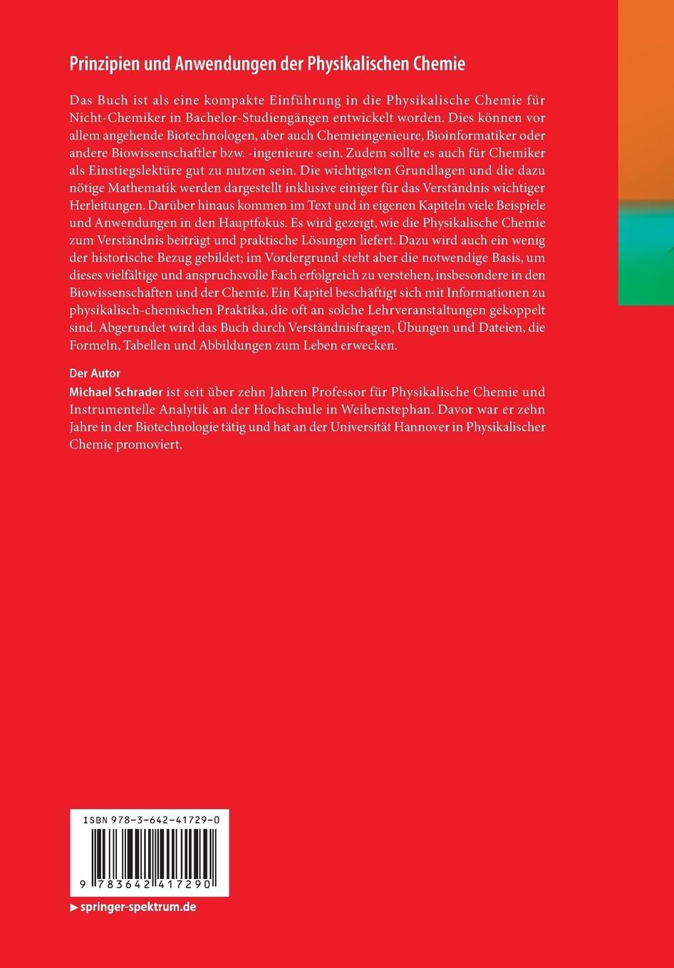 Rückseitencover Prinzipien und Anwendungen der Physikalischen Chemie