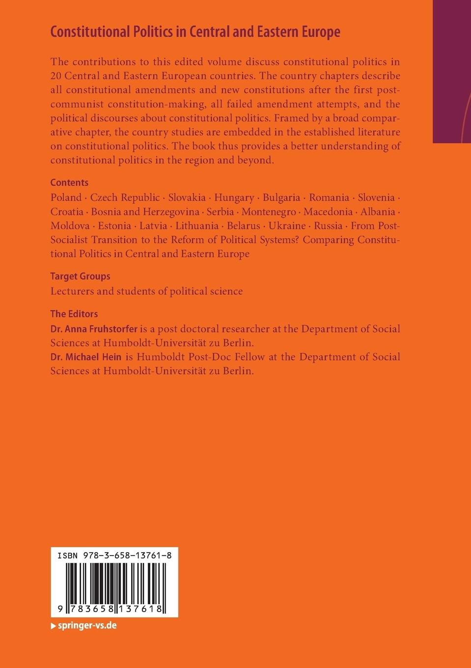 Rückseitencover Constitutional Politics in Central and Eastern Europe