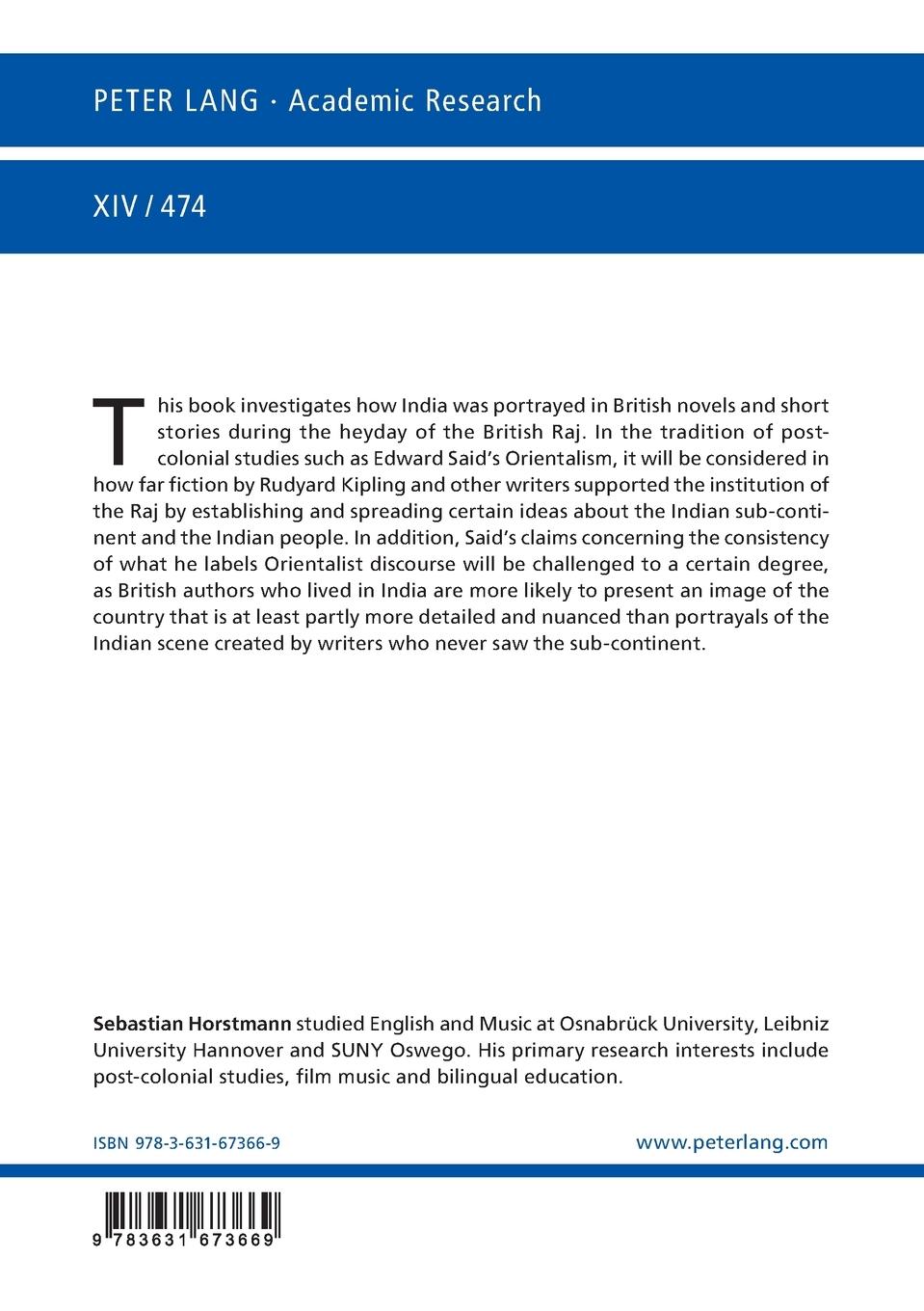 Rückseitencover Images of India in British Fiction: Anglo-India vs. the Metropolis