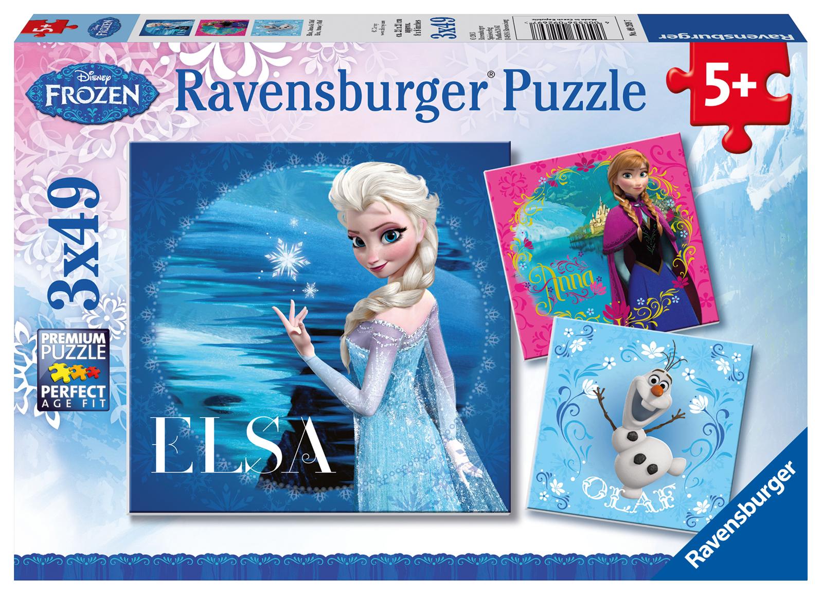 Vorderes Coverbild Disney Frozen: Elsa, Anna & Olaf. Puzzle 3 x 49 Teile