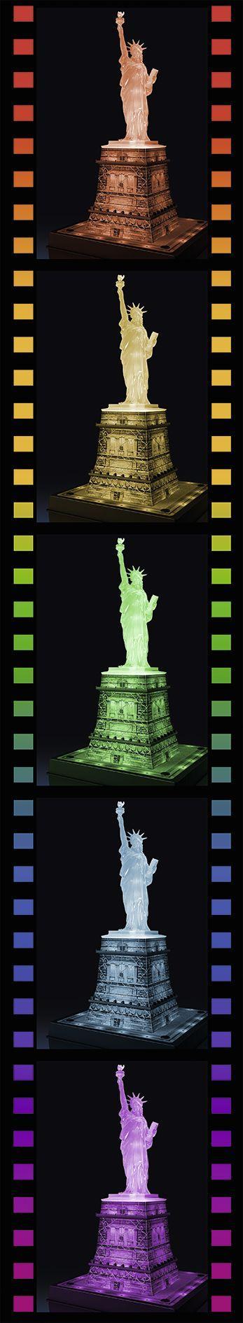 Beispielinhalt (Bild) Freiheitsstatue bei Nacht. 3D Puzzle 108 Teile