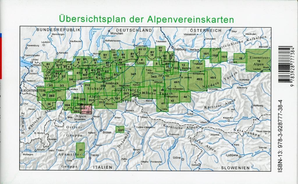 Beispielinhalt (Bild) DAV Alpenvereinskarte 30/1 Ötztaler Alpen Gurgl 1 : 25 000
