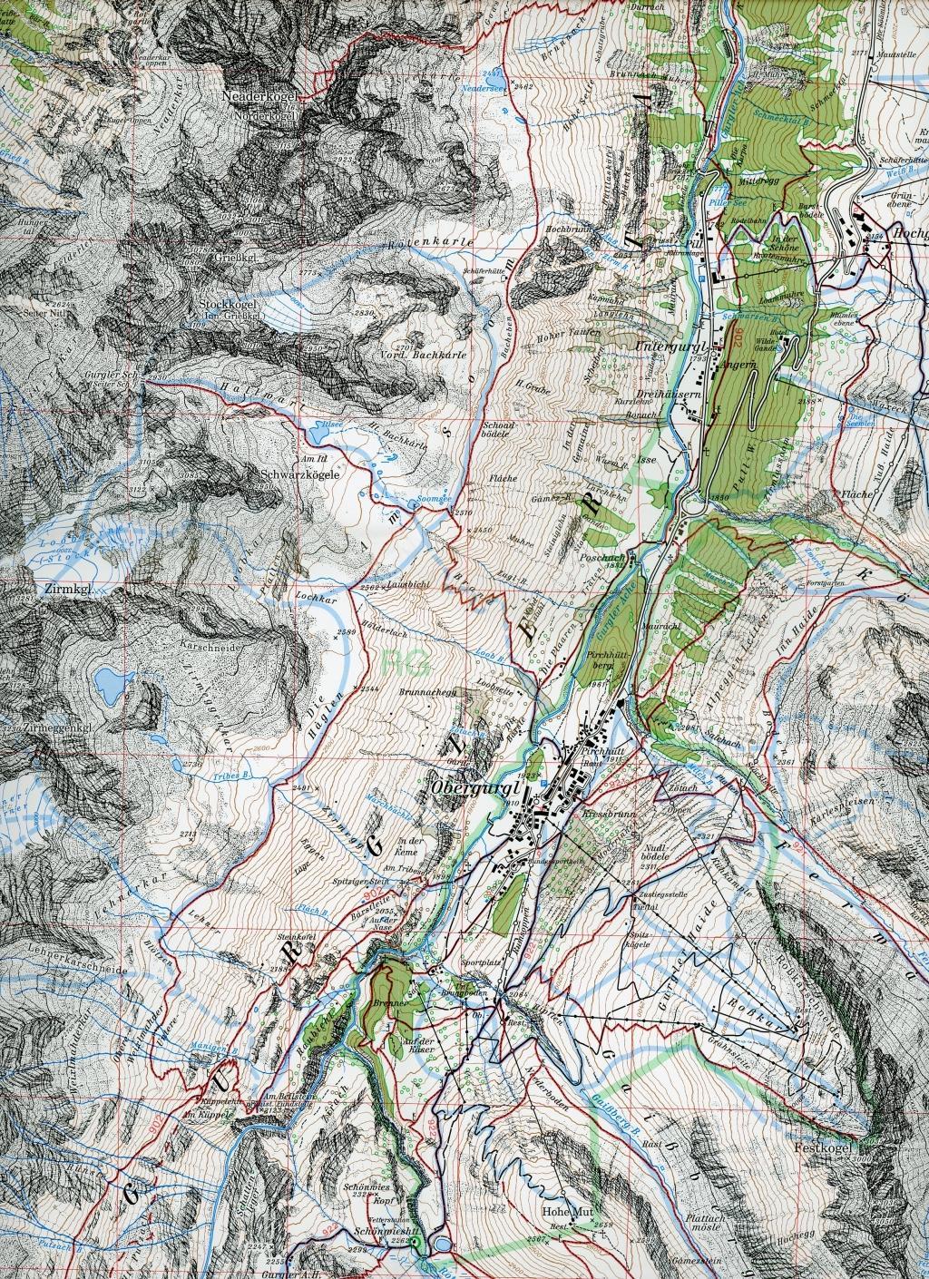 Beispielinhalt (Bild) DAV Alpenvereinskarte 30/1 Ötztaler Alpen Gurgl 1 : 25 000
