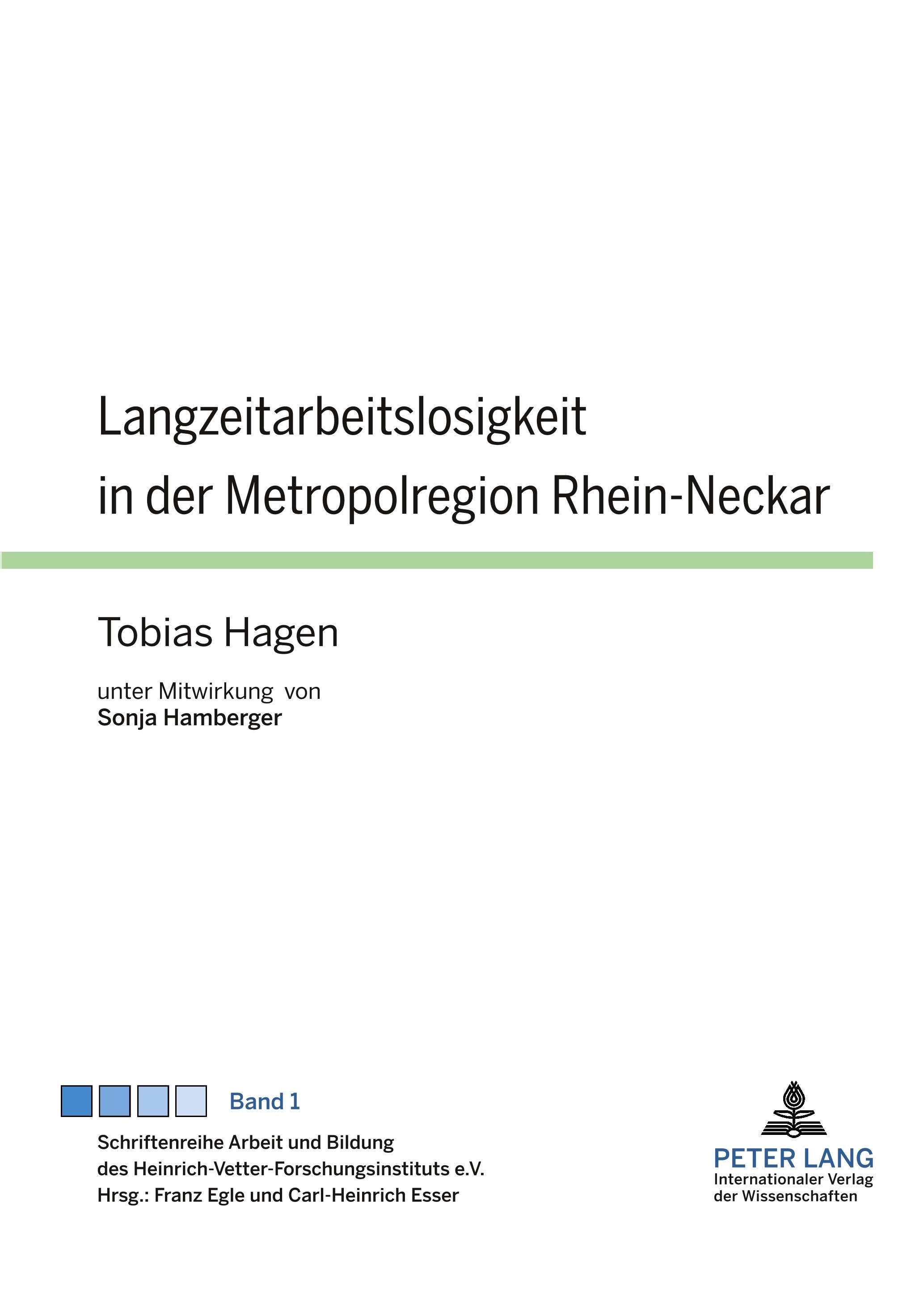 Vorderes Coverbild Langzeitarbeitslosigkeit in der Metropolregion Rhein-Neckar