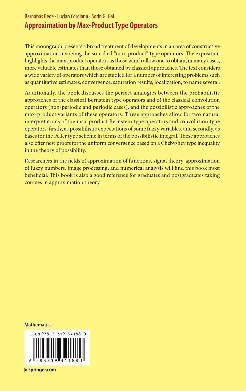 Rückseitencover Approximation by Max-Product Type Operators