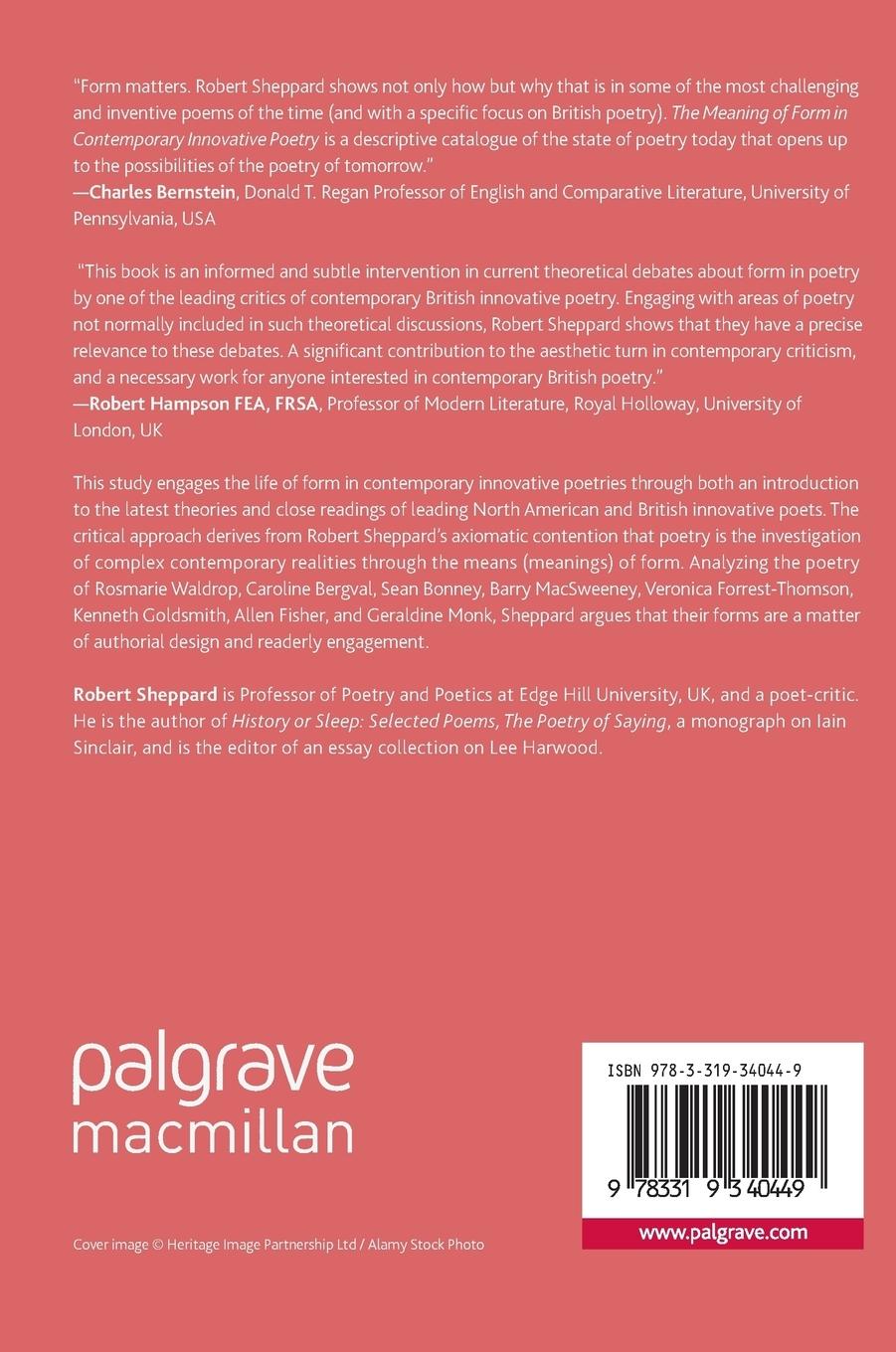 Rückseitencover The Meaning of Form in Contemporary Innovative Poetry