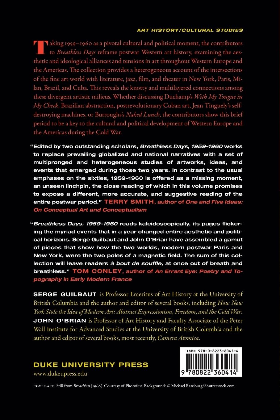 Rückseitencover Breathless Days, 1959-1960