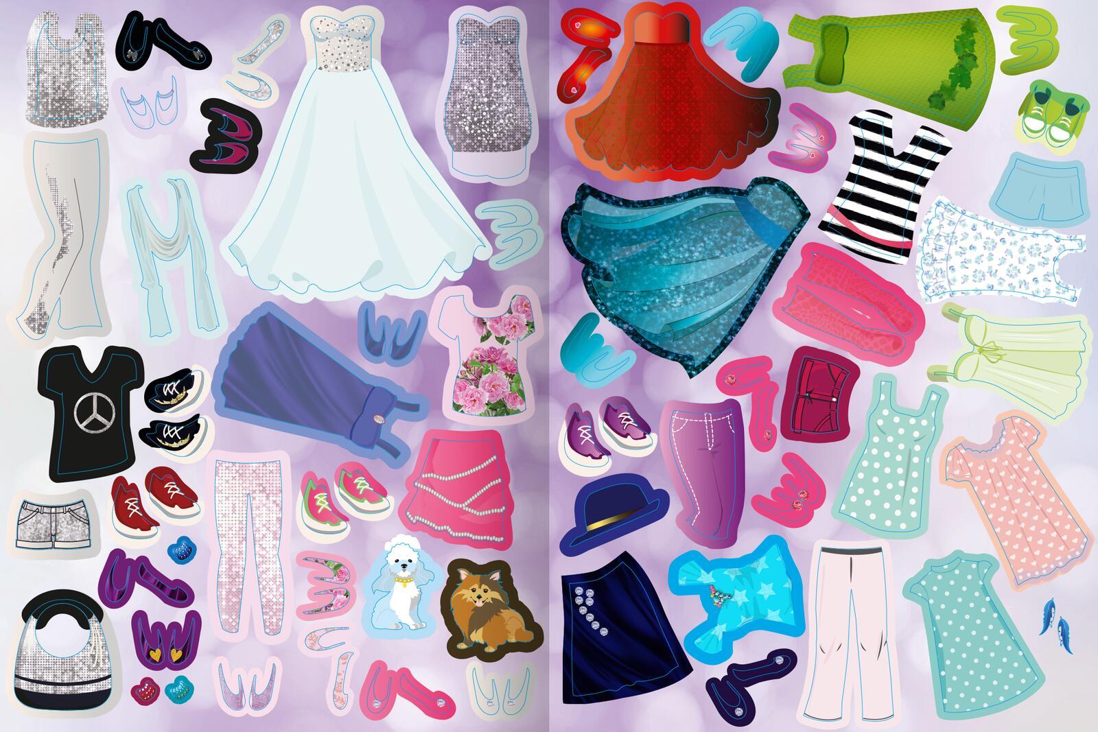 Beispielinhalt (Bild) Sticker-Anziehpuppen - Party-Girls