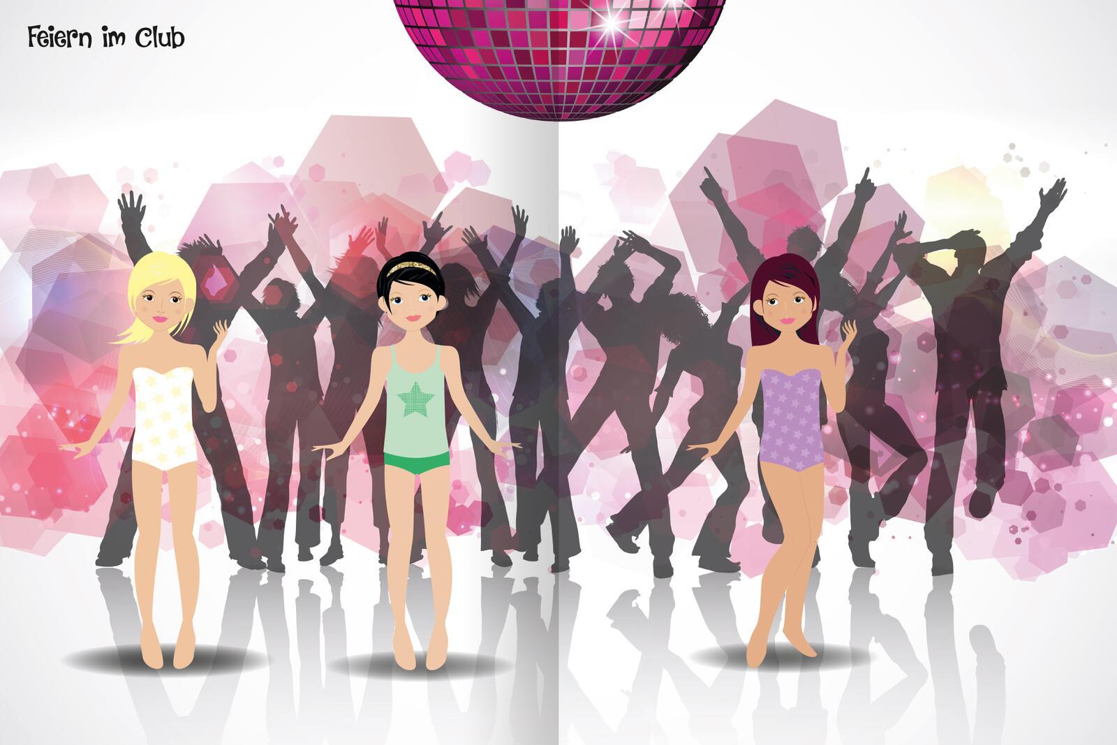 Beispielinhalt (Bild) Sticker-Anziehpuppen - Party-Girls