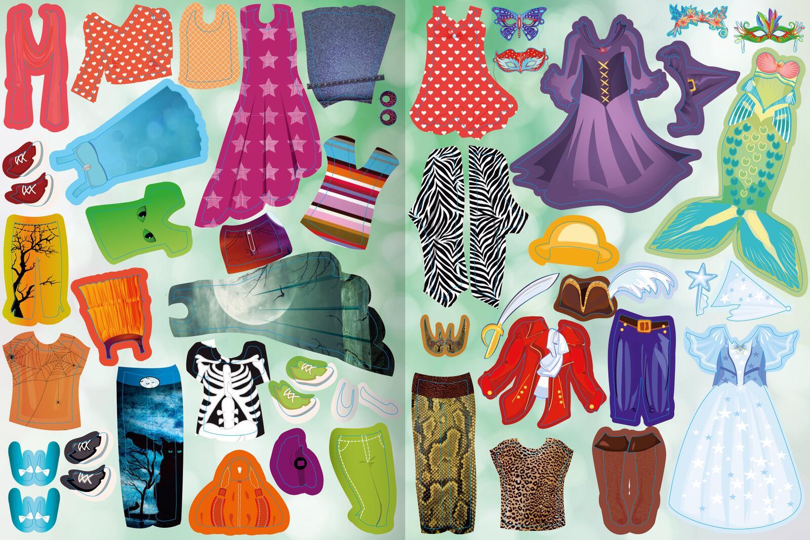 Beispielinhalt (Bild) Sticker-Anziehpuppen - Party-Girls