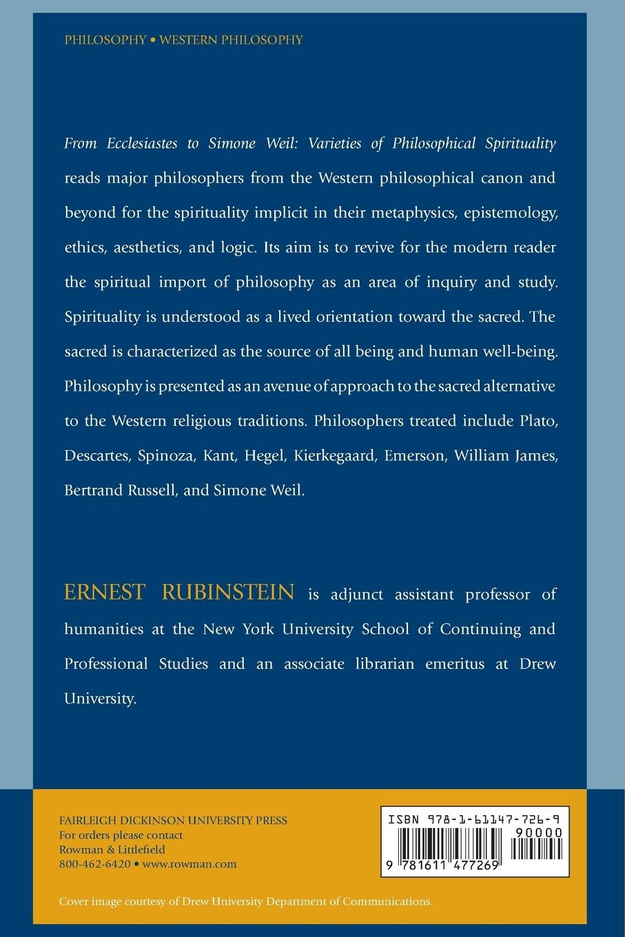 Rückseitencover From Ecclesiastes to Simone Weil