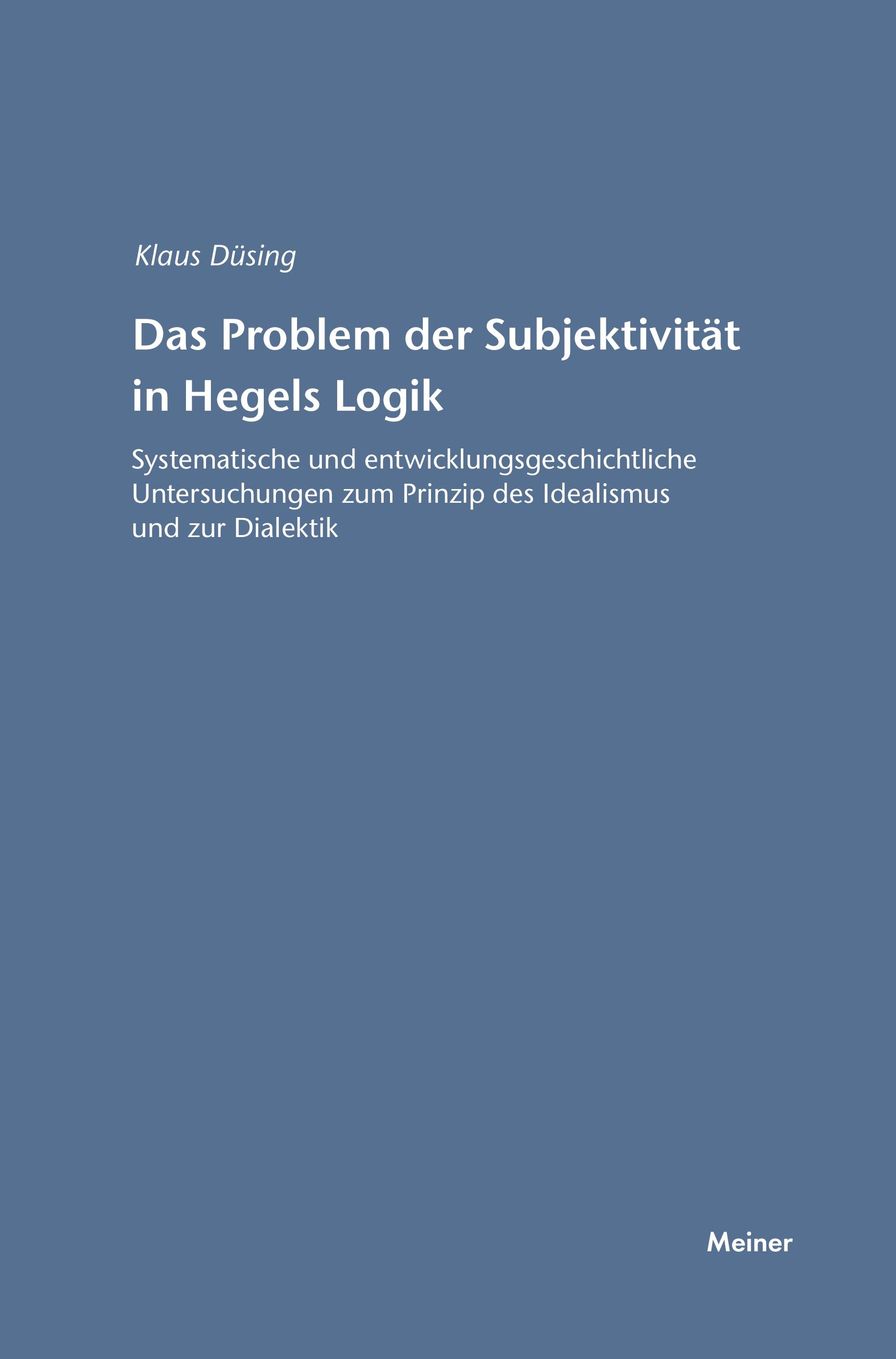Vorderes Coverbild Das Problem der Subjektivität in Hegels Logik