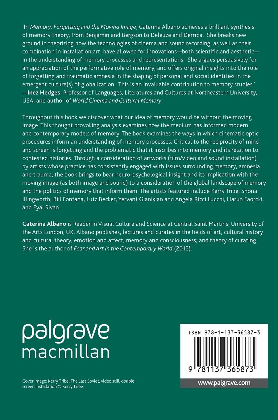 Rückseitencover Memory, Forgetting and the Moving Image