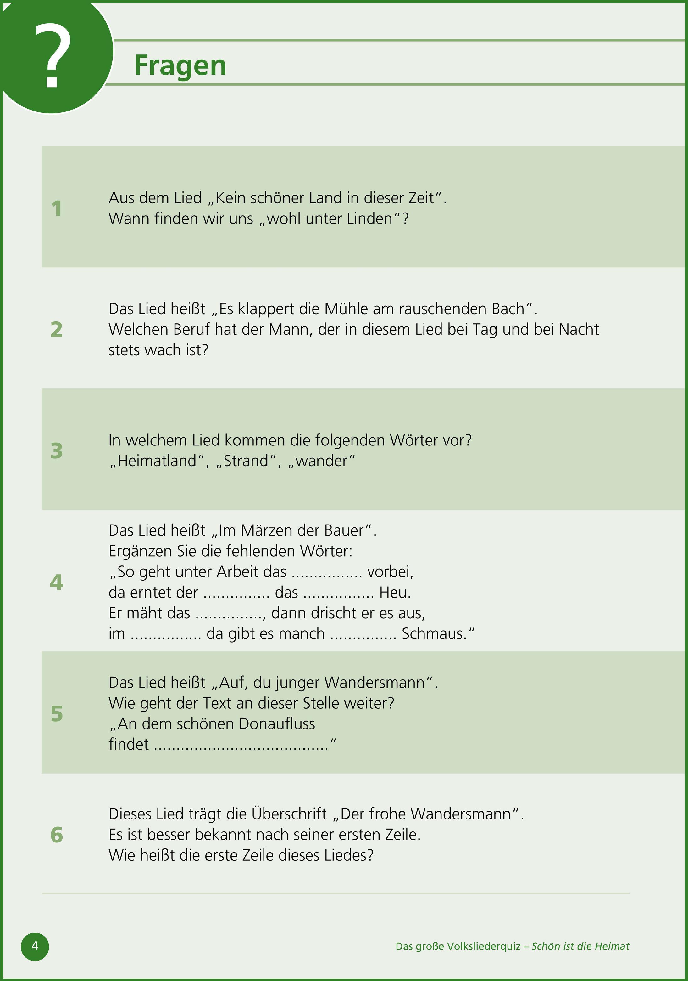 Beispielinhalt (Bild) Schön ist die Heimat ... Raten und Singen